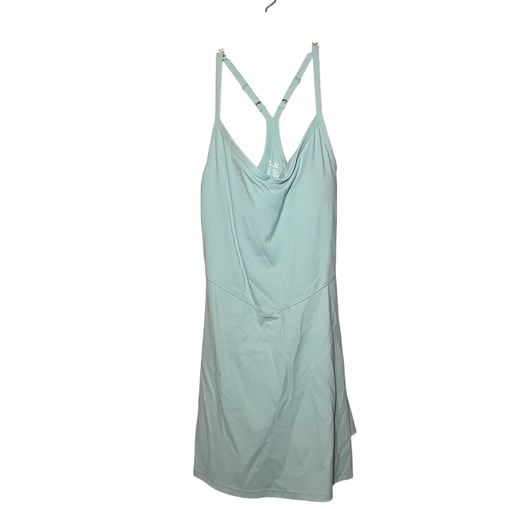 FLX Exercise Dress Women Large Light Blue  Built-in Shorts Racerback